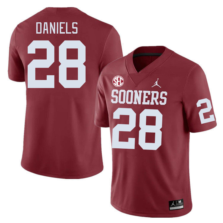 #28 KJ Daniels Oklahoma Sooners 2024 SEC Conference College Football Jerseys-Crimson